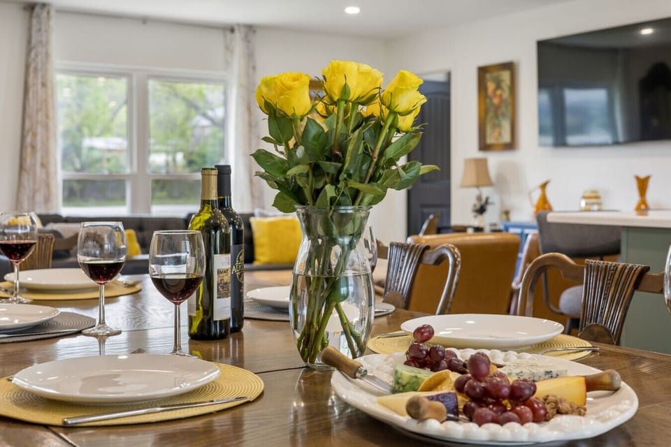 Dining Area | Yellow Roses | Table Setting & Charcuterie