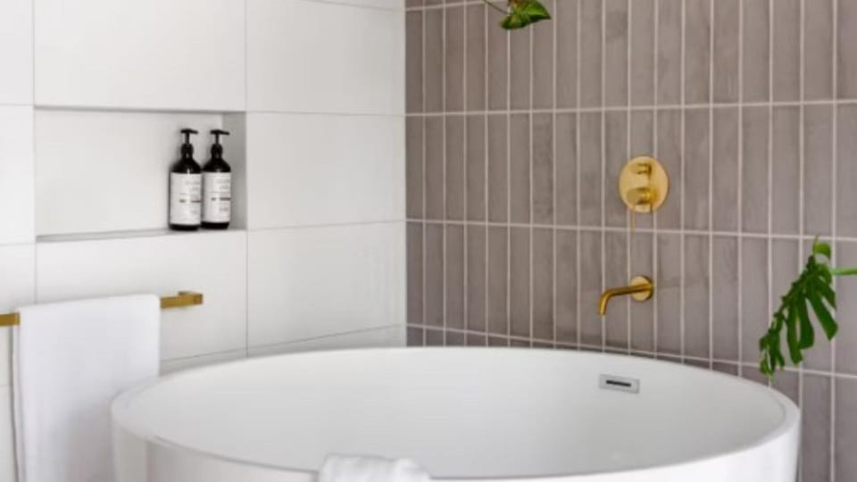 Spa-inspired bathroom with a deep soaking tub