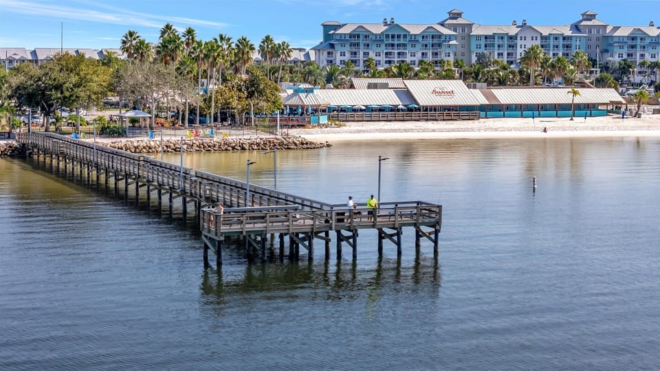 Waterfront pier overlooking Tampa Bay and the marina