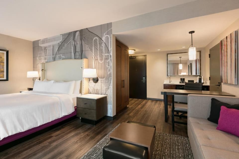 Settle into a spacious suite with room to work and relax.
