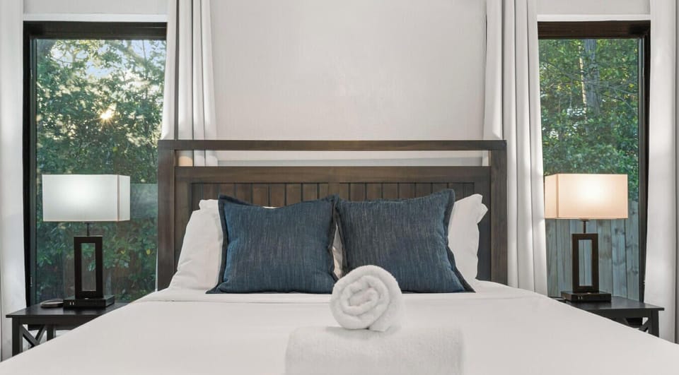 Queen bed wrapped in premium, high quality linens!