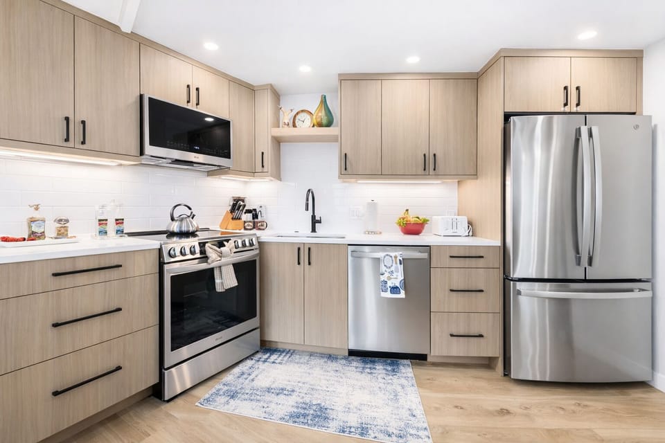 A sleek, well-appointed kitchen ready for everything from quick breakfasts to gourmet mountain meals