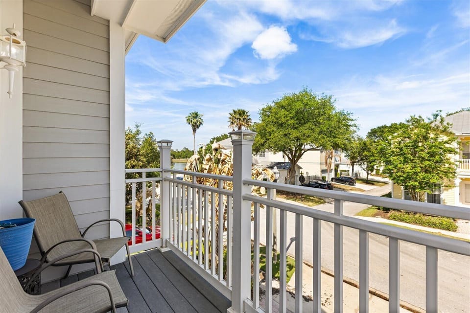 Relax and unwind on this cozy balcony