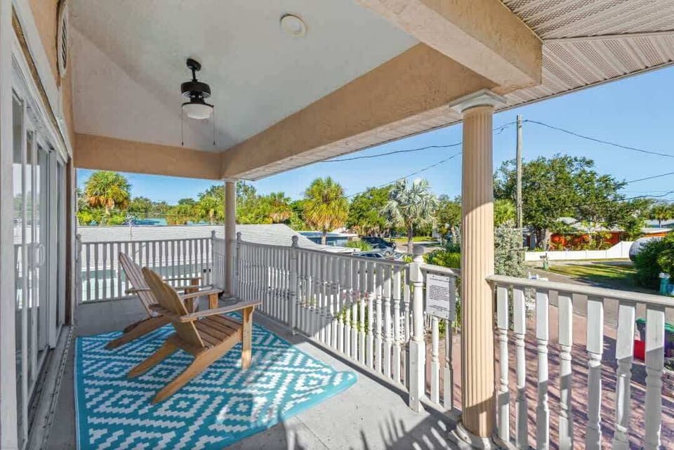 Private balcony with Adirondack seating and fresh air