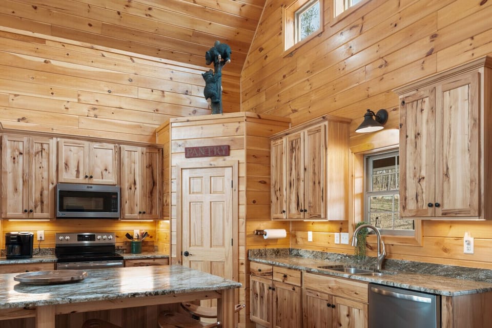 Fully stocked rustic kitchen