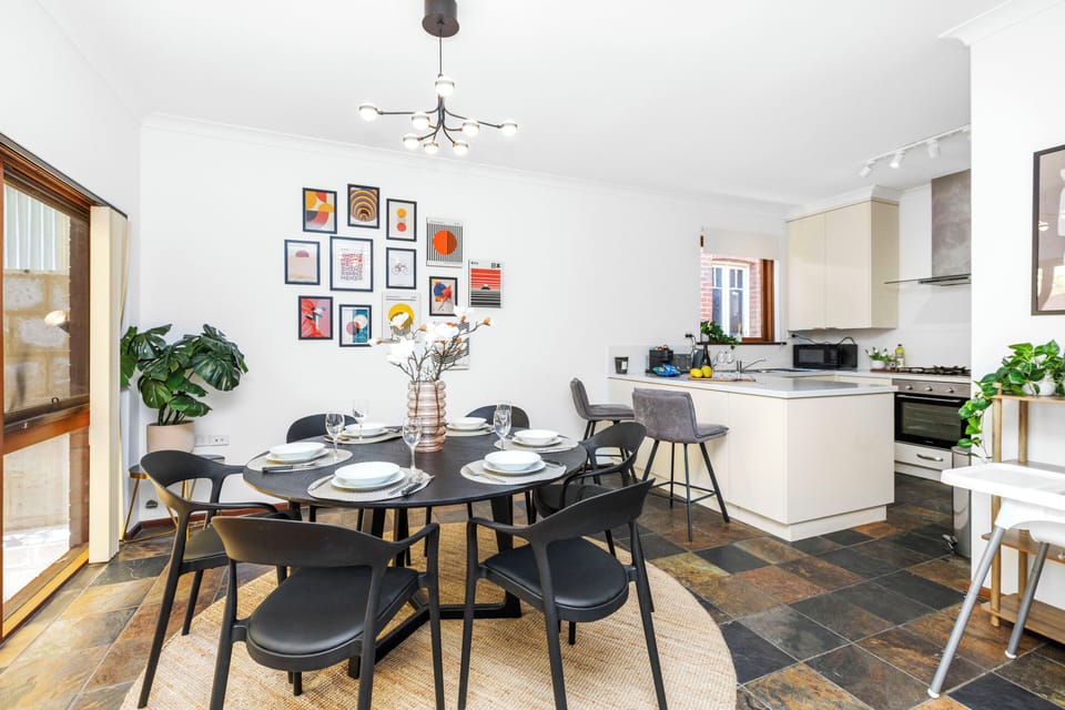 A fully equipped kitchen and spacious dining setting—ideal for families or groups looking for a true home-away-from-home experience.