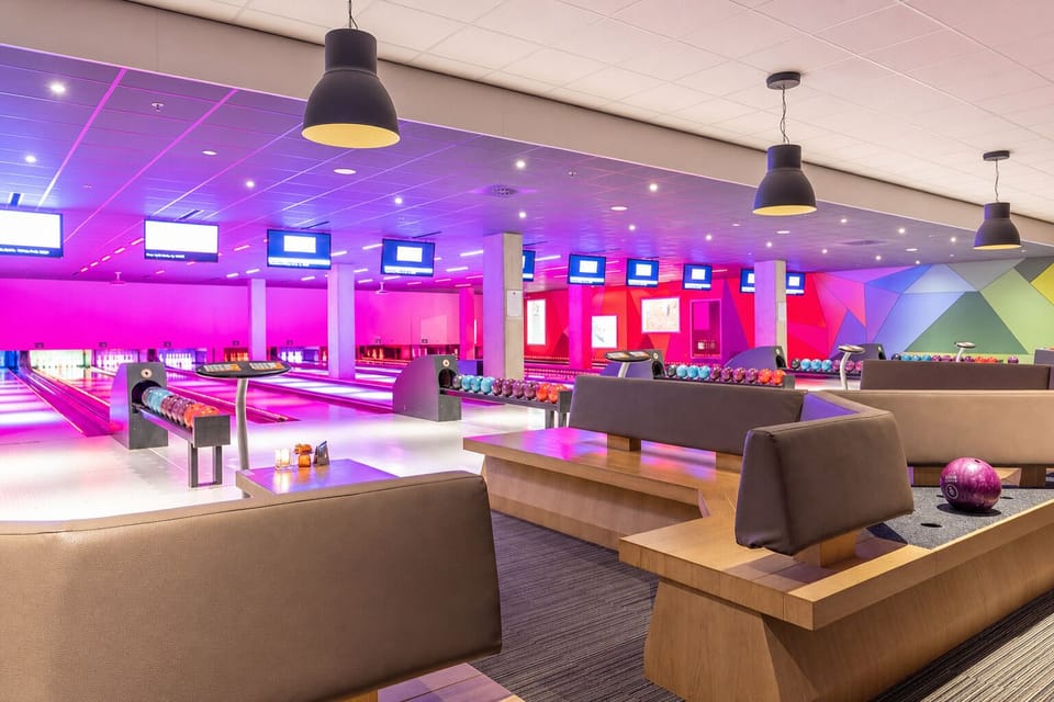 Dive into neon-lit bowling nights with friends and laughter.
