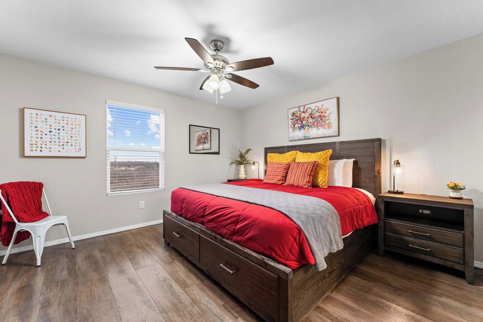 The primary king suite boasts a TV & an ensuite bath​