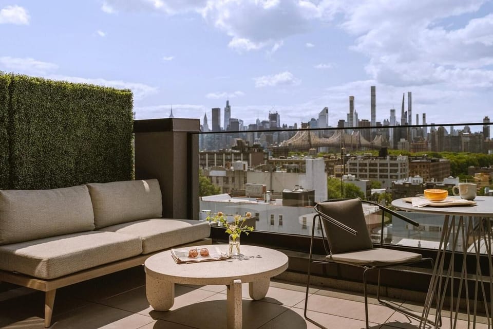Sip morning coffee with panoramic city views all around.