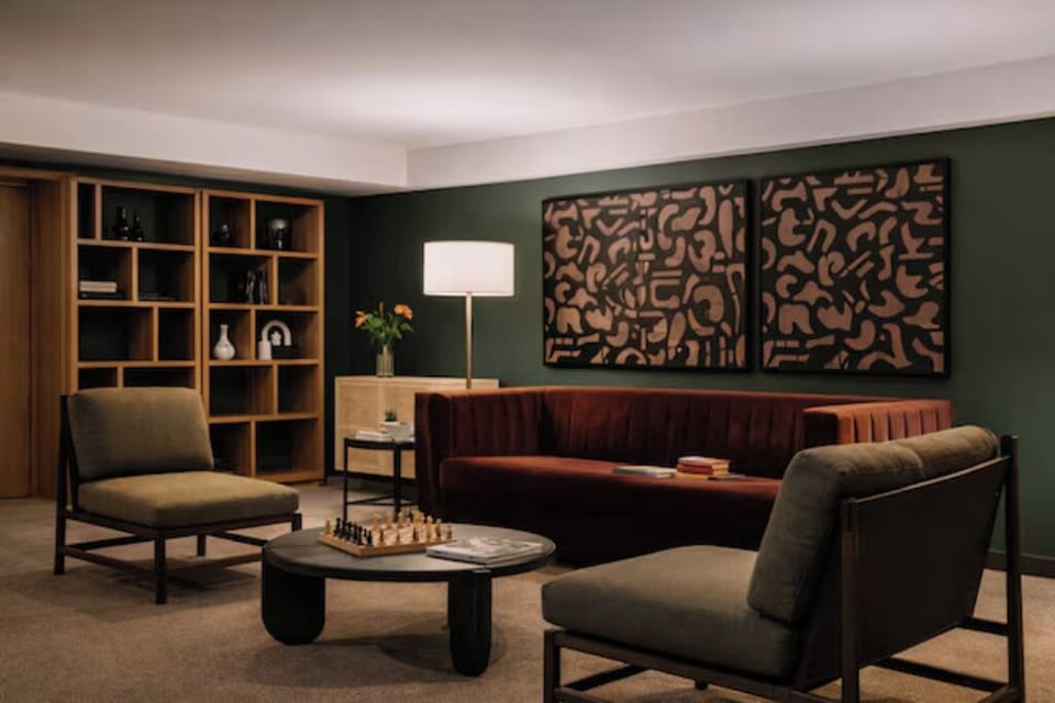 Unwind on plush seating with warm, intimate ambiance.