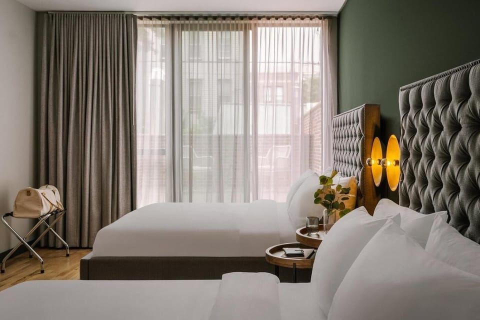 Stretch out in a spacious double-room setup for easy sharing.