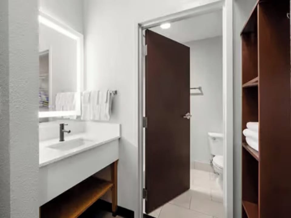 Refresh at a bright vanity with plenty of counter space.