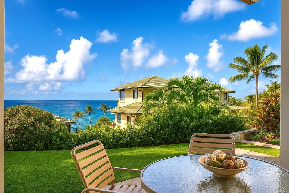 Dine al fresco with palm trees swaying, birds singing, and the ocean waving hello in the background    KBV-17G4