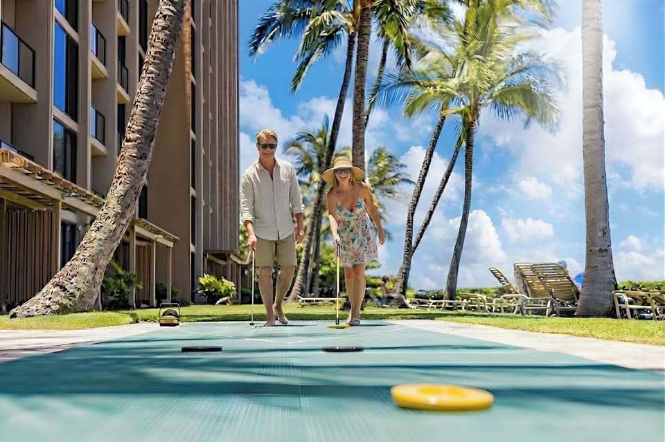 Have fun at the seaside shuffleboard court! 