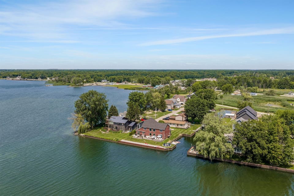 Situated on a unique peninsula-like lot.