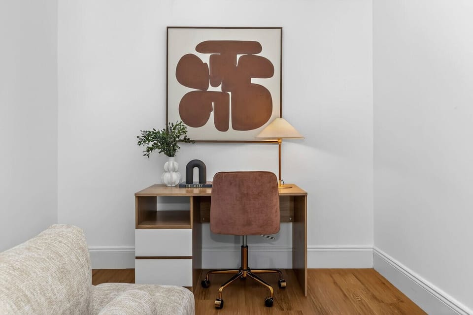 Dedicated workspace perfect for remote work or quiet moments.