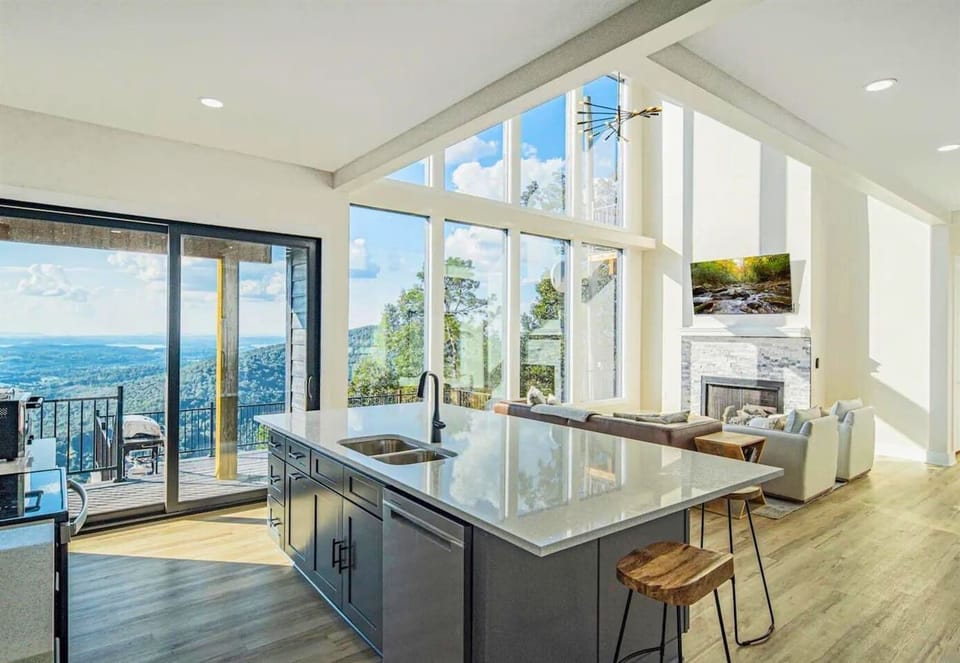 This elegant kitchen sink is seamlessly integrated into the countertop, adding a touch of sophistication.