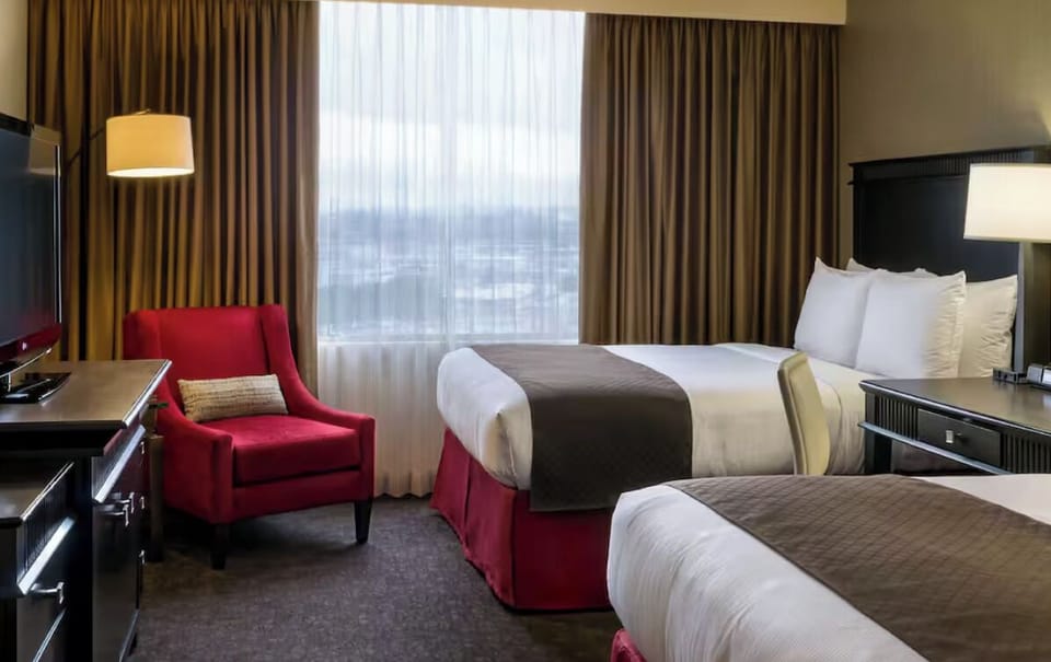 Stretch out comfortably in a spacious double-queen room layout.