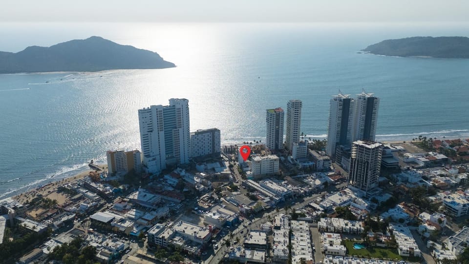 Stunning oceanfront cityscape with shimmering coastal views