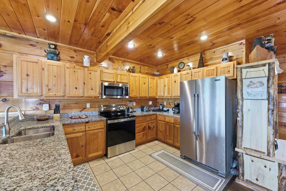 Kitchen with a fridge and freezer seperate