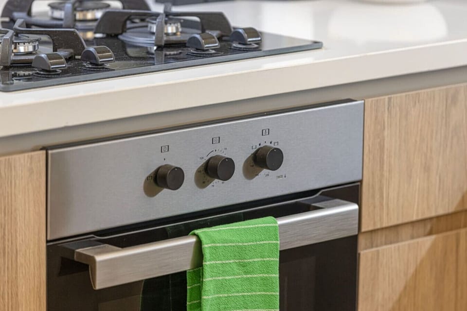 Modern stovetop and oven for effortless cooking.