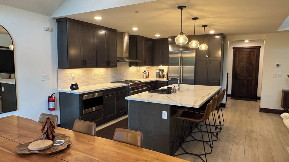 Gourmet chef kitchen with top of line appliances