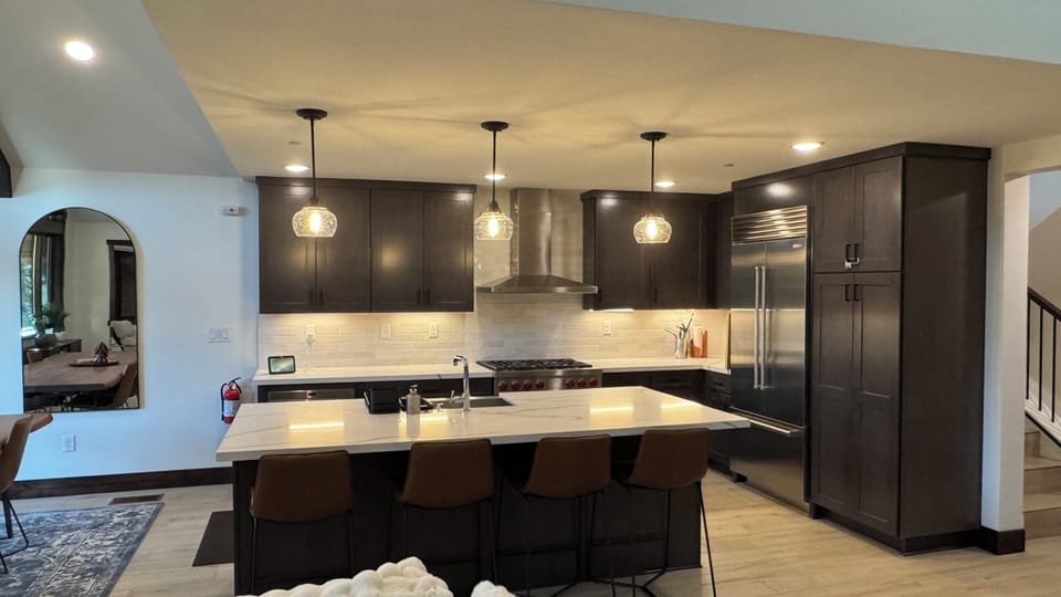 Kitchen island with counter seating for 4