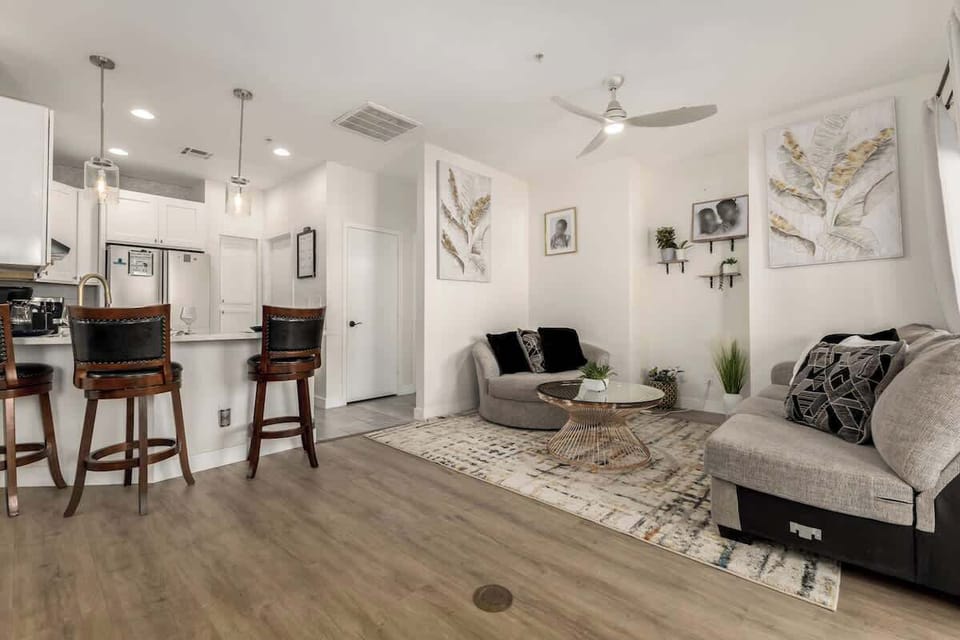 Bright and comfortable living space designed for relaxing, socializing, or unwinding after a day out.
