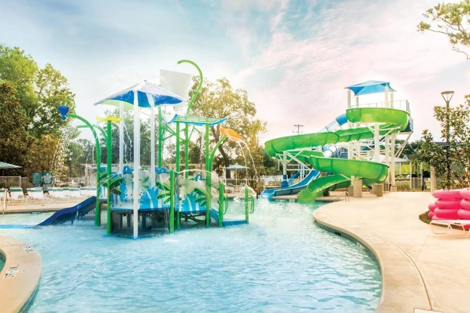 Race down twisting water slides for nonstop family fun.