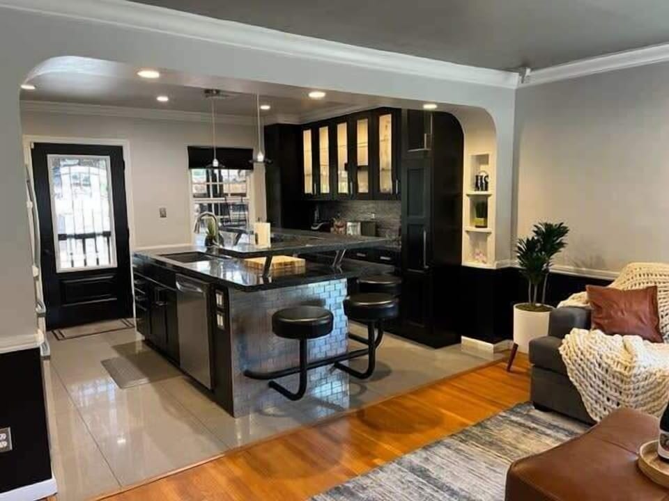 Kitchen and bar seating for a casual dining experience that is functional for everyday convenience.