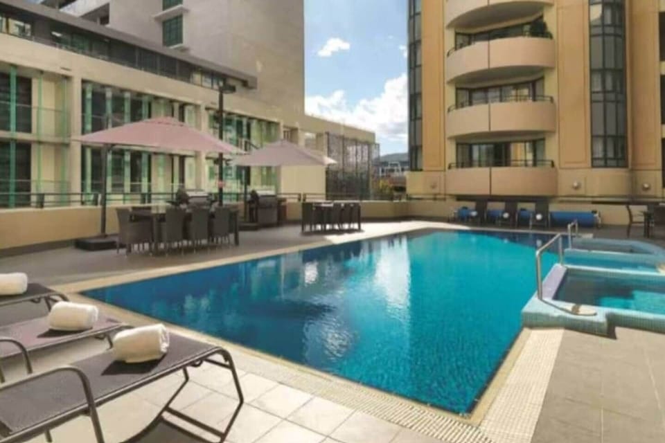 Outdoor pool and BBQ area 