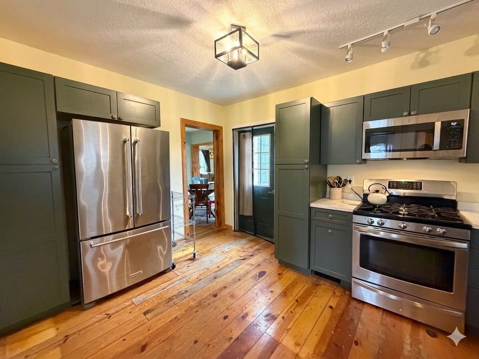 There's a large French door refrigerator.