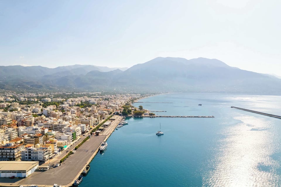 Panoramic Aerial View of Kalamata Coastline and Bay