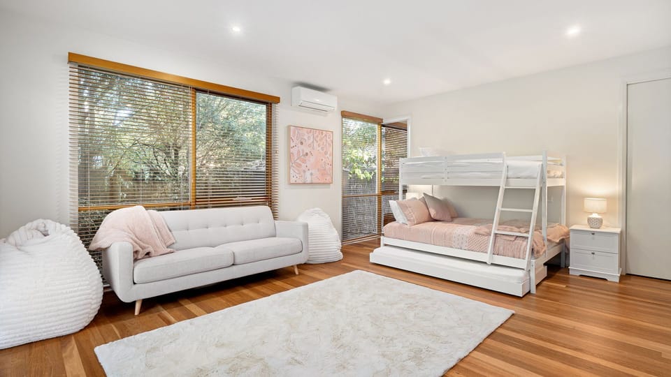 Kids retreat - bunk bed (double at the bottom, single on top) plus a trundle 
