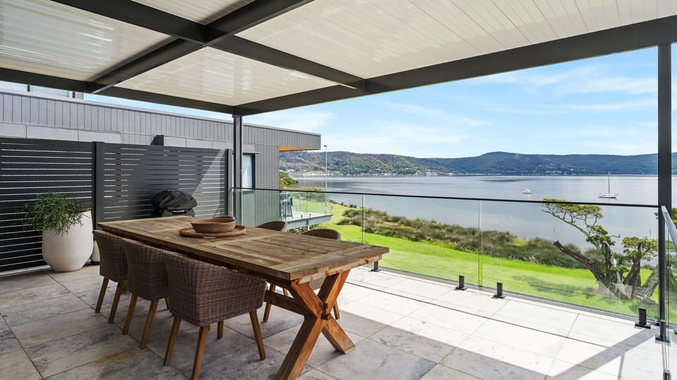 Covered alfresco dining with a view