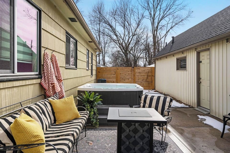 Your private Kansas City oasis: Unwind in the brand-new hot tub or gather around the fire pit for the ultimate evening.