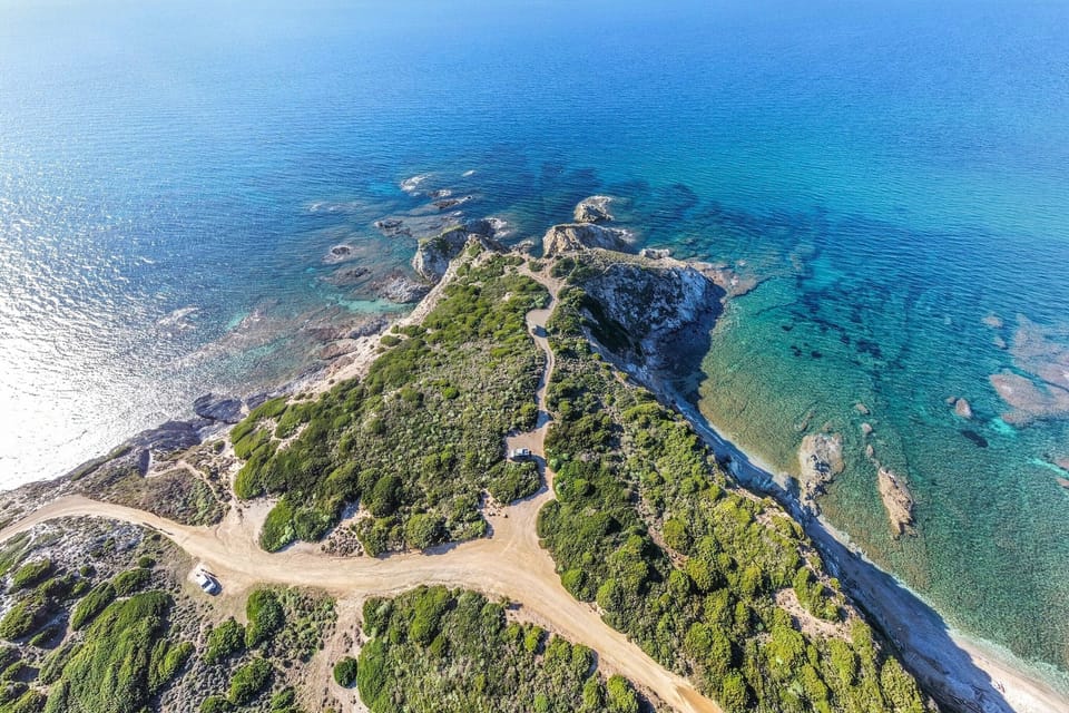 Aerial view of Sentiero della Nurra dirt road