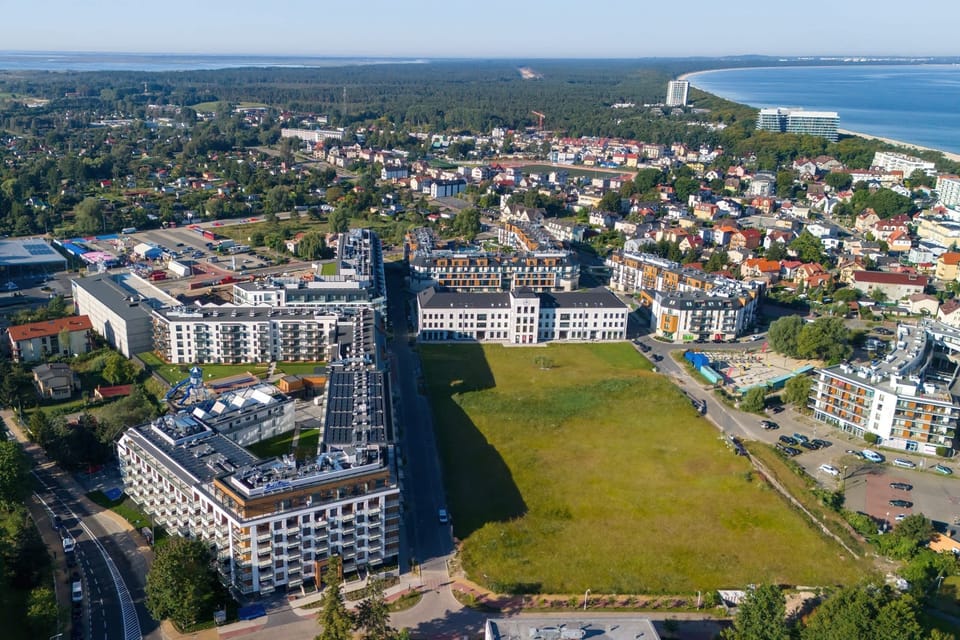 Building is located close to the beach.