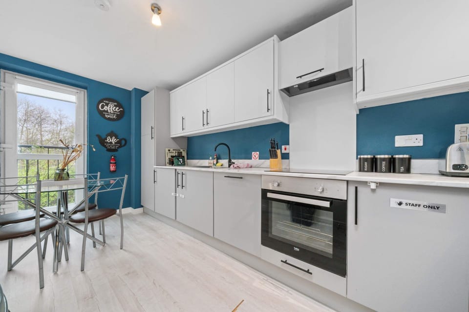 Kitchen: Bright and modern, perfect for cooking up a Scottish feast with a view!