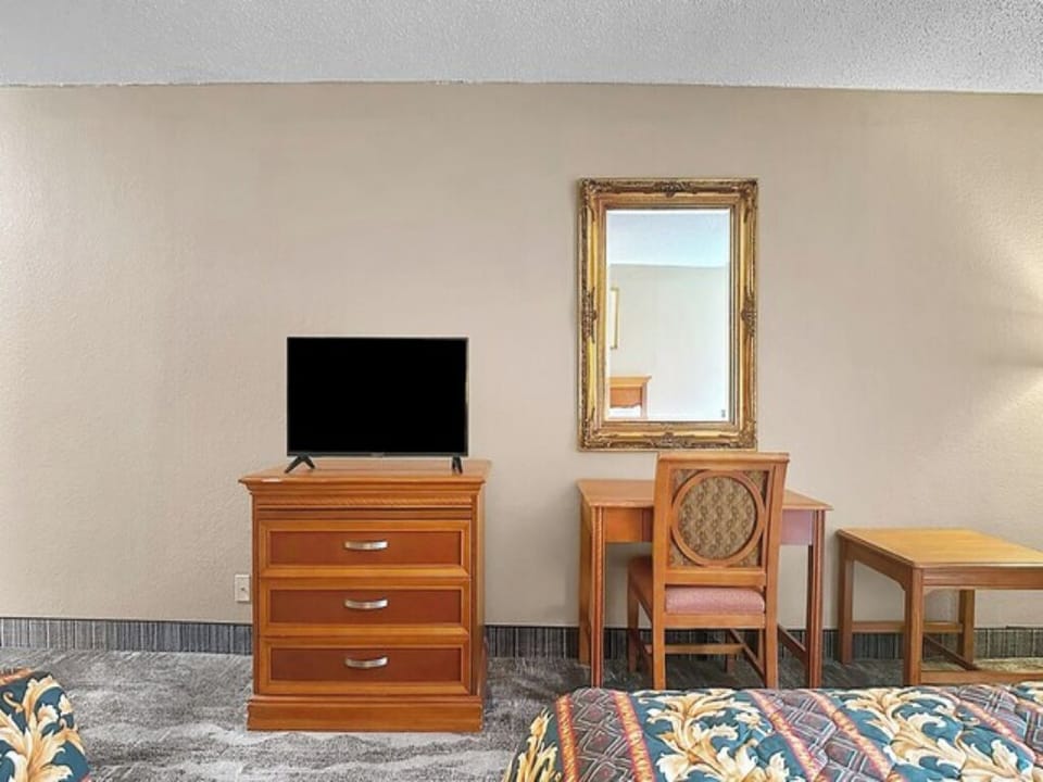 Unwind with a movie, then catch up at the desk.