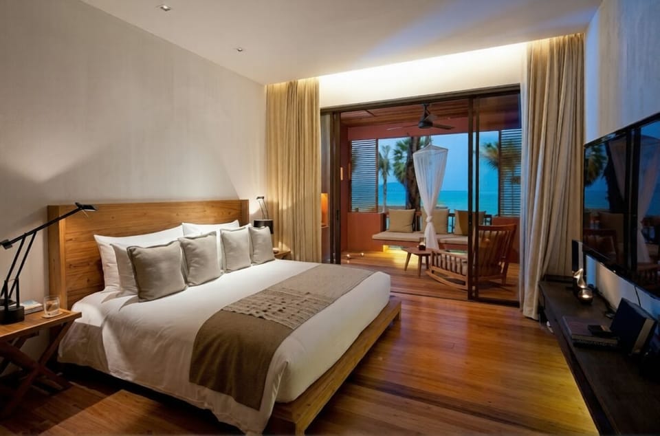 Wake up to ocean horizons from a plush king bed.