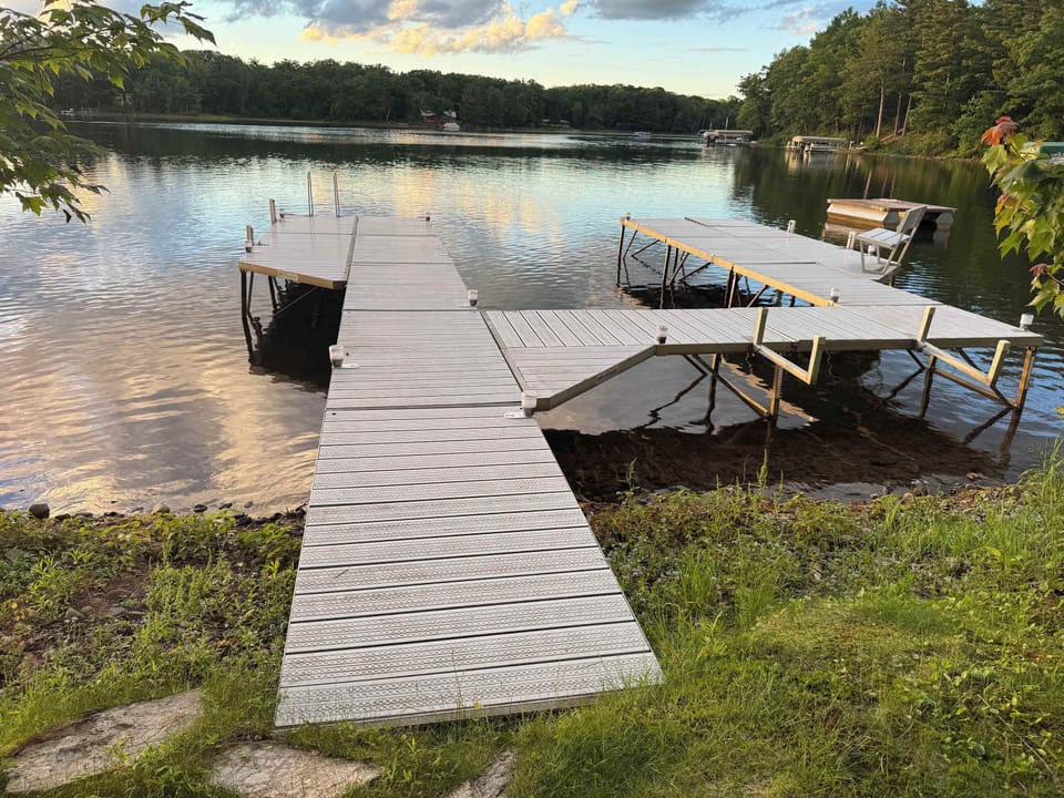 Private dock for multiple boats and secluded viewing point off the end of the peninsula with fantastic sunset and sunrise views.  