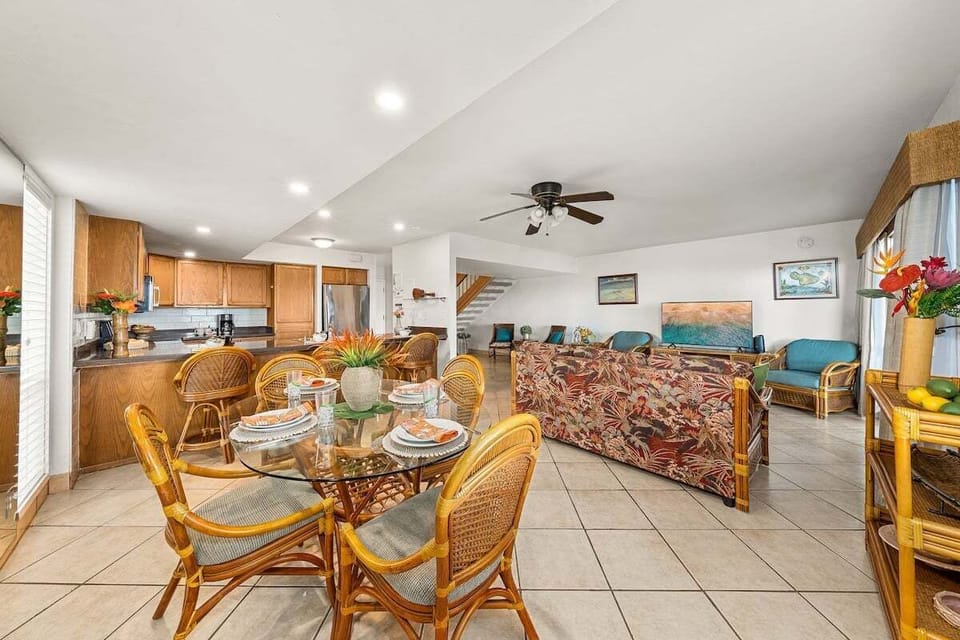 Open-concept floor plan that seamlessly connects the kitchen, dining, and living areas—perfect for family gatherings.