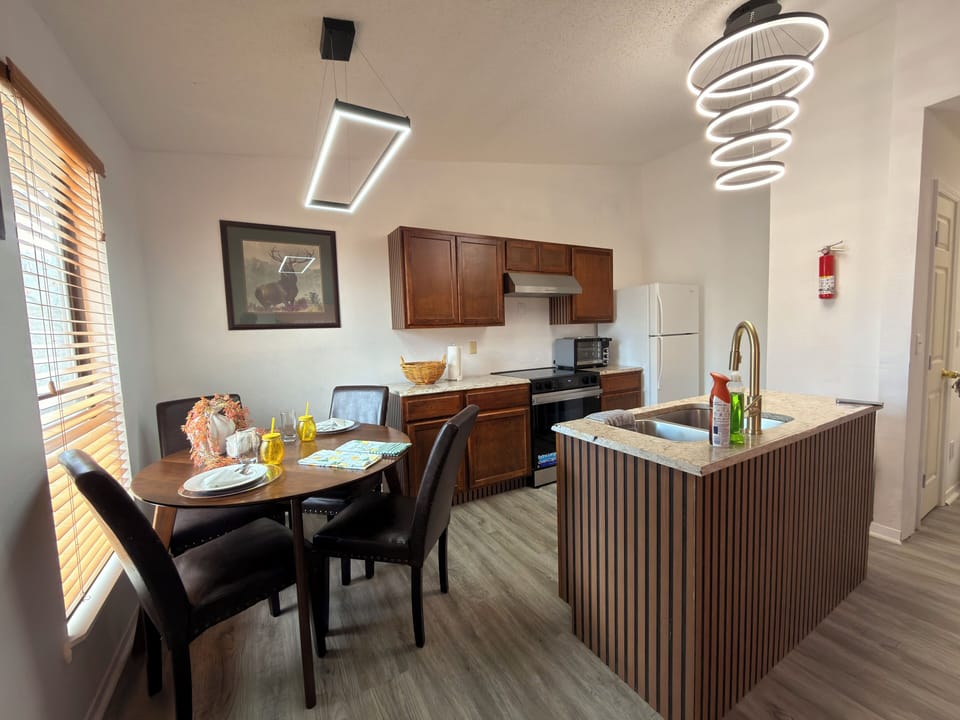 Kitchen with smart stove integrated