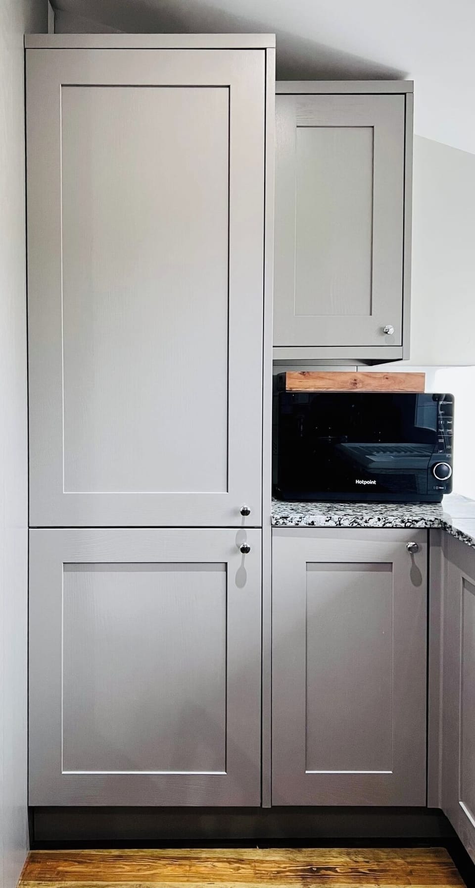 Kitchen storage with microwave and counter space