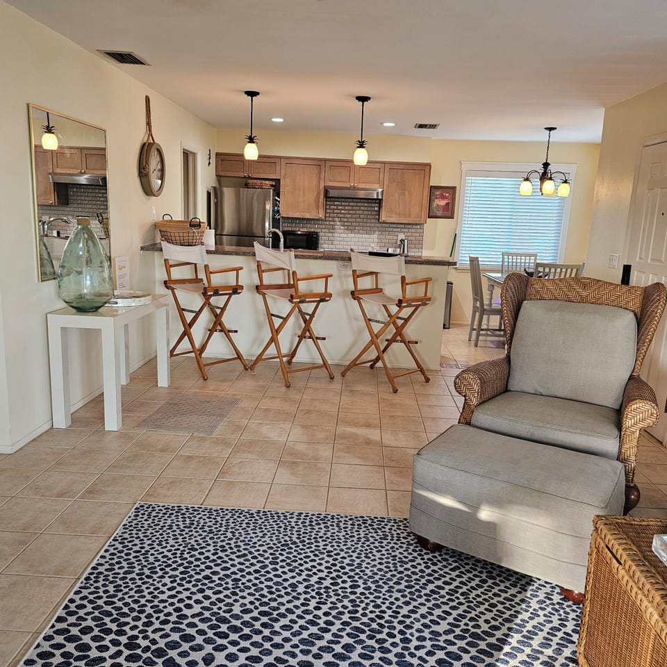 View from family room into kitchen