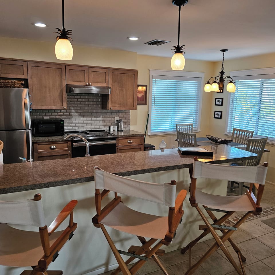 Kitchen and eating areas complete with everything needed for a gourmet meal. 