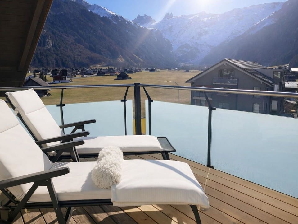 Furniture, Interior Design, Chair, Apartment, Balcony, Mountain Range, Alps, Shade, Hotel, Resort