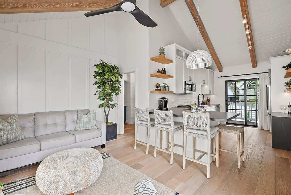 An open concept living and kitchen space keep everyone connected.