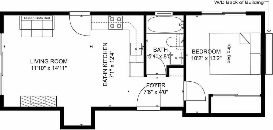 Floor Plan - Washer and Dryer at Back of Building